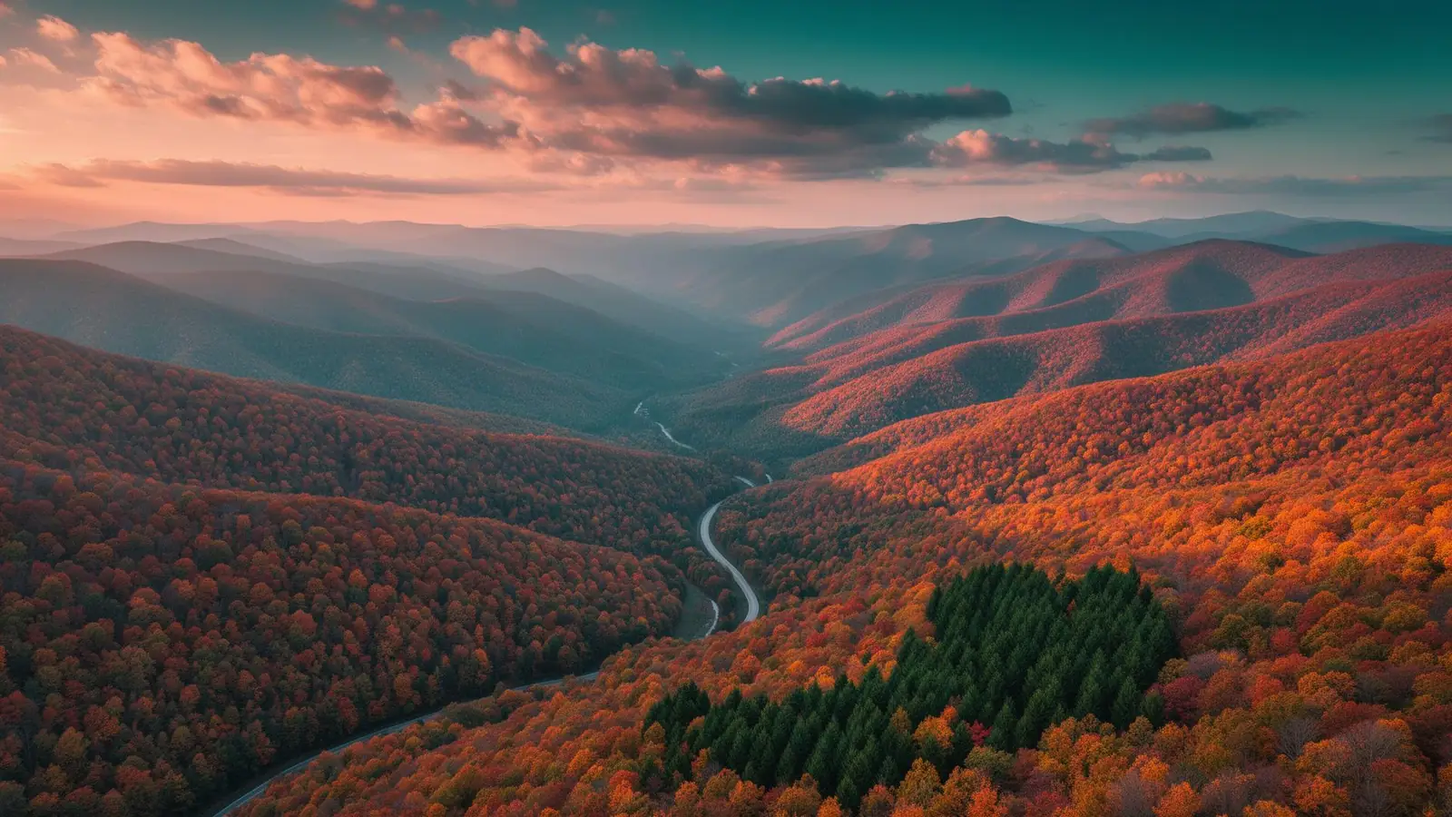 Blue Ridge mountain road at twilight